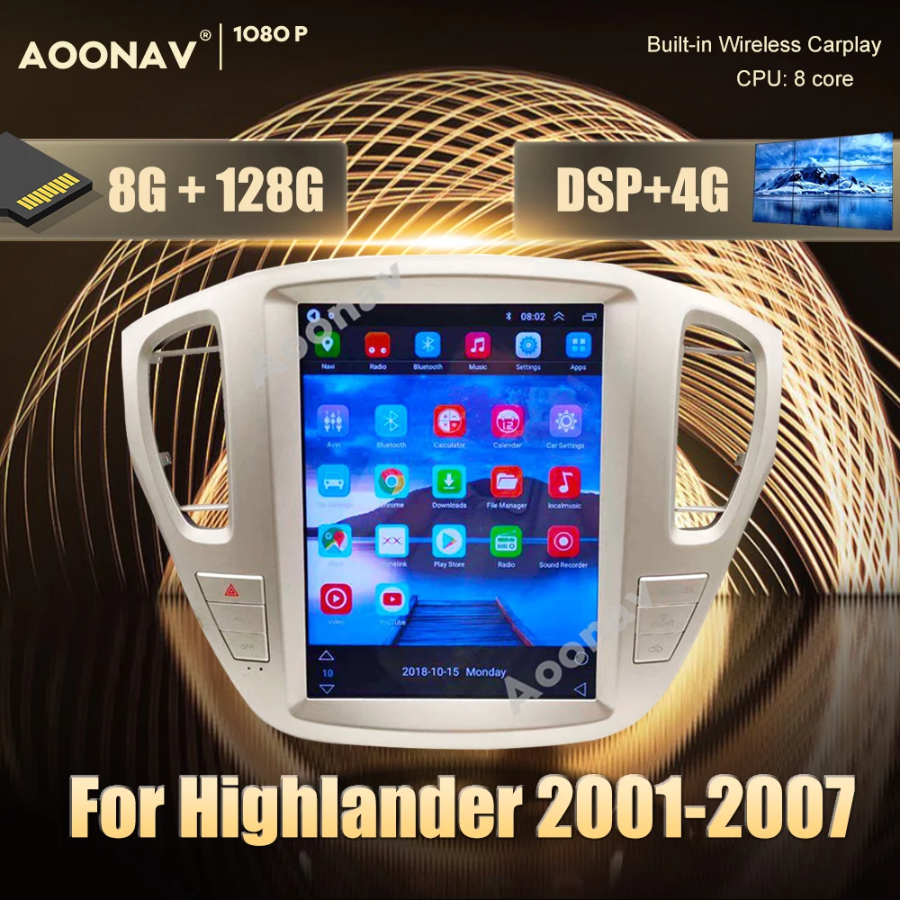 

Автомагнитола для Toyota Highlander 128-2001, 2007 ГБ, 2din
