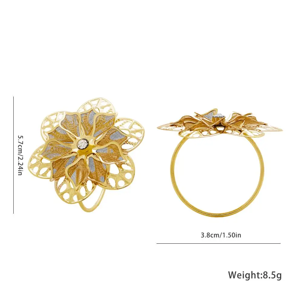 

6Pcs Napkin Rings With Hollow Out Flower For Wedding Banquet Dinner Party Birthdays Family Gatherings Table Decor Napkin Holder