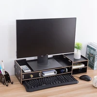 computer increased frame office desktop table drawer storage box neck protector lcd screen display elevated shelf wooden rack