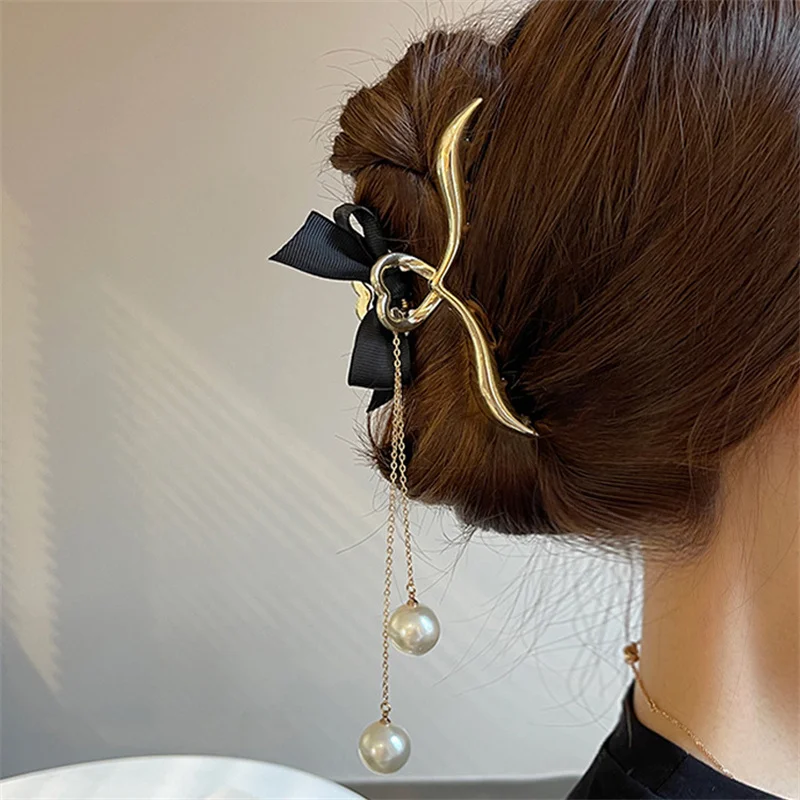 

Autumn Pearl Heart Tassel Hair Pins For Women Girl Vintage Metal Gold Color Harajuku Hair Clip Jewelry Accessories
