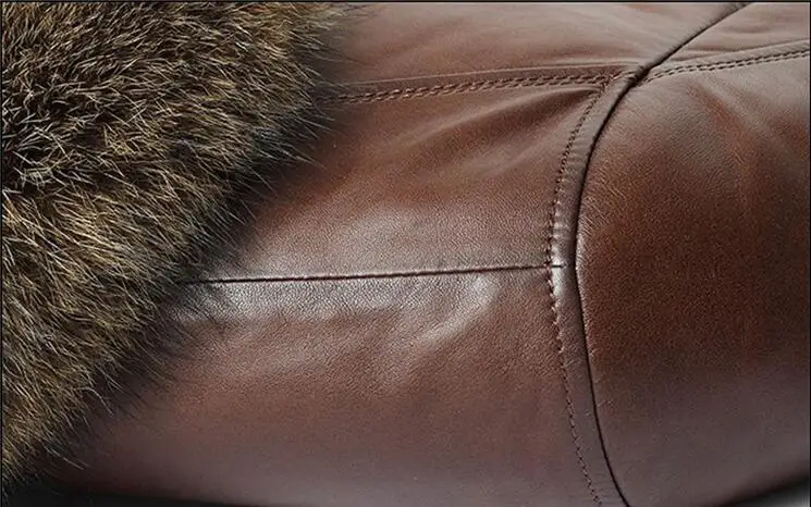 

Man's Cowhide Coat Real New Collar Men's Genuine Winter Jacket Full Raccoon Fur liner Leather jackets