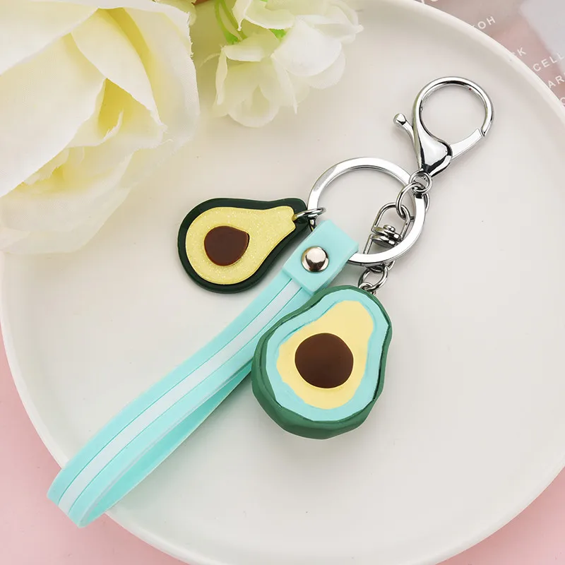 

2019 New Fruit Avocado Keychain Banana Watermelon Pineapple Plastic Fruit Key Chain Keyring for Bag Car Pendent Women Xmas Gift