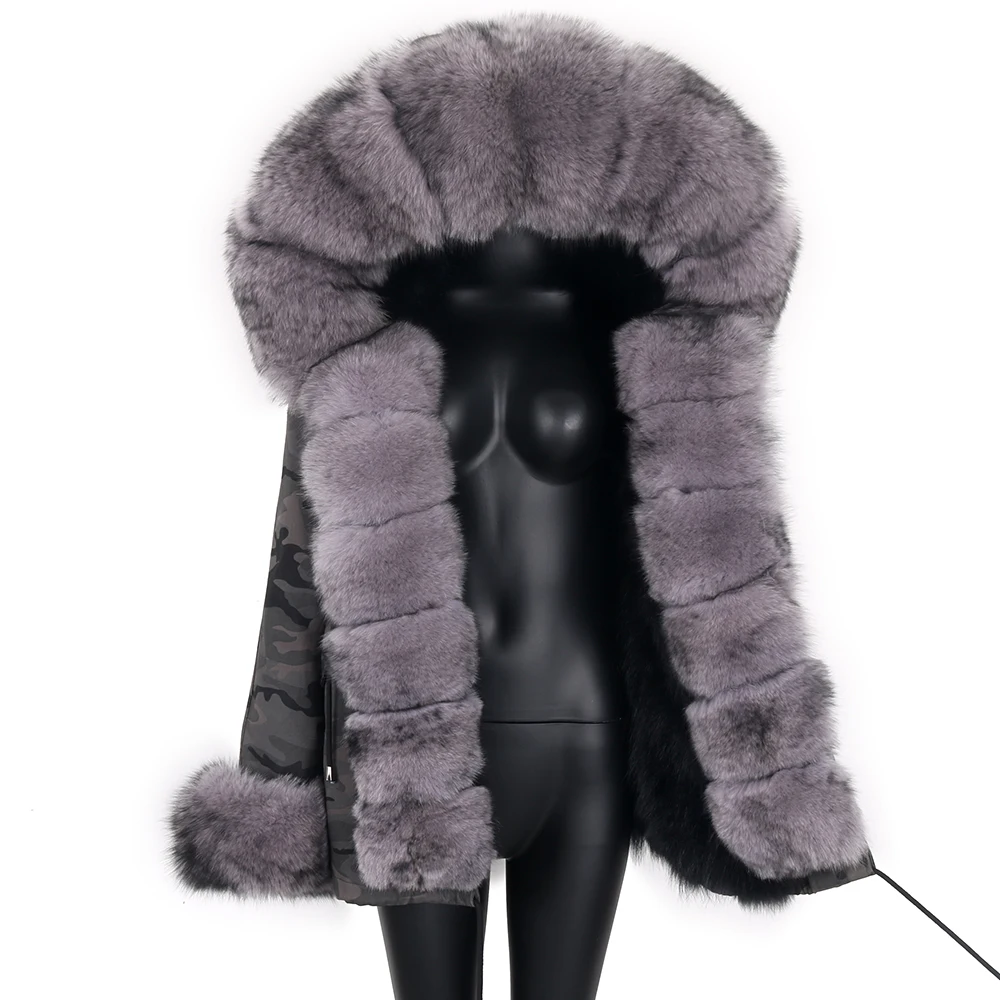Lavelache Winter Real Raccoon Fur Coat Thick Warm Short Parkas Women Fashion Black Zipper Cotton Jacket Female Ladies Streetwear
