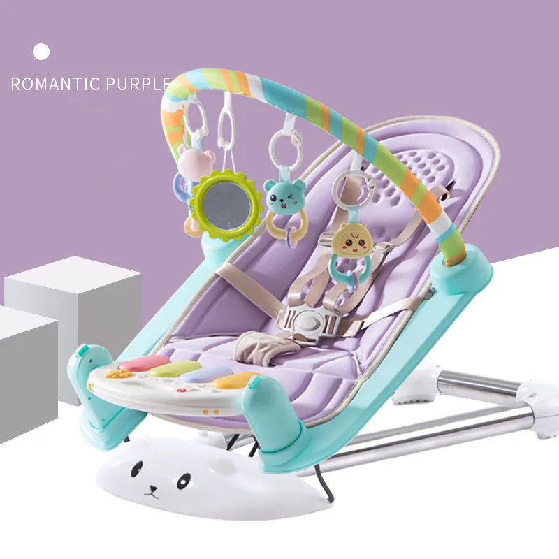 purple Новое Детское кресло-качалка Портативный складной ремень лошадка База съемный Детская Колыбель - Цвет: purple