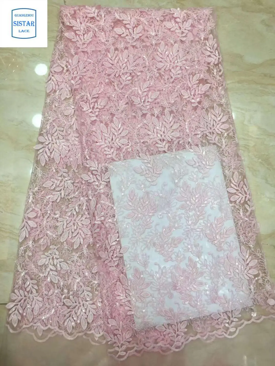 Новейшая персиковая французская кружевная ткань 2020 Высококачественная сетчатая