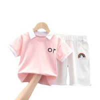 new summer baby girls clothes children solid t shirt shorts 2pcssets toddler sport casual outfits boys clothing kids tracksuits