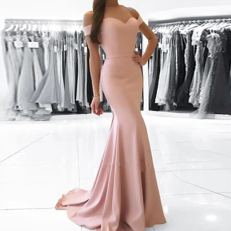 

New Arrival Blush Pink Satin Mermaid Bridesmaid Dress 2020 Floor Length Maid Of Honor Gowns Long Bridesmaids Dresses