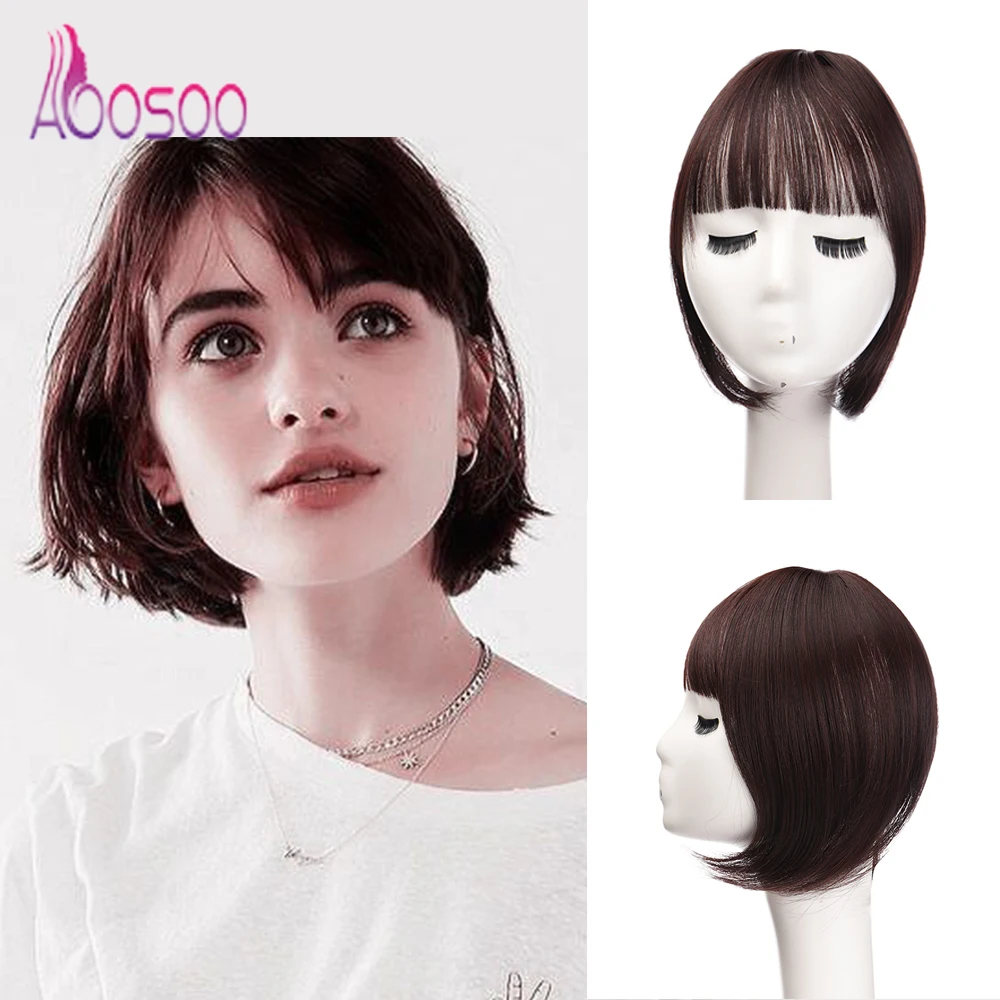 AOOSOO chemical fiber small face women's wig 3D French bangs natural breathable top hair patch