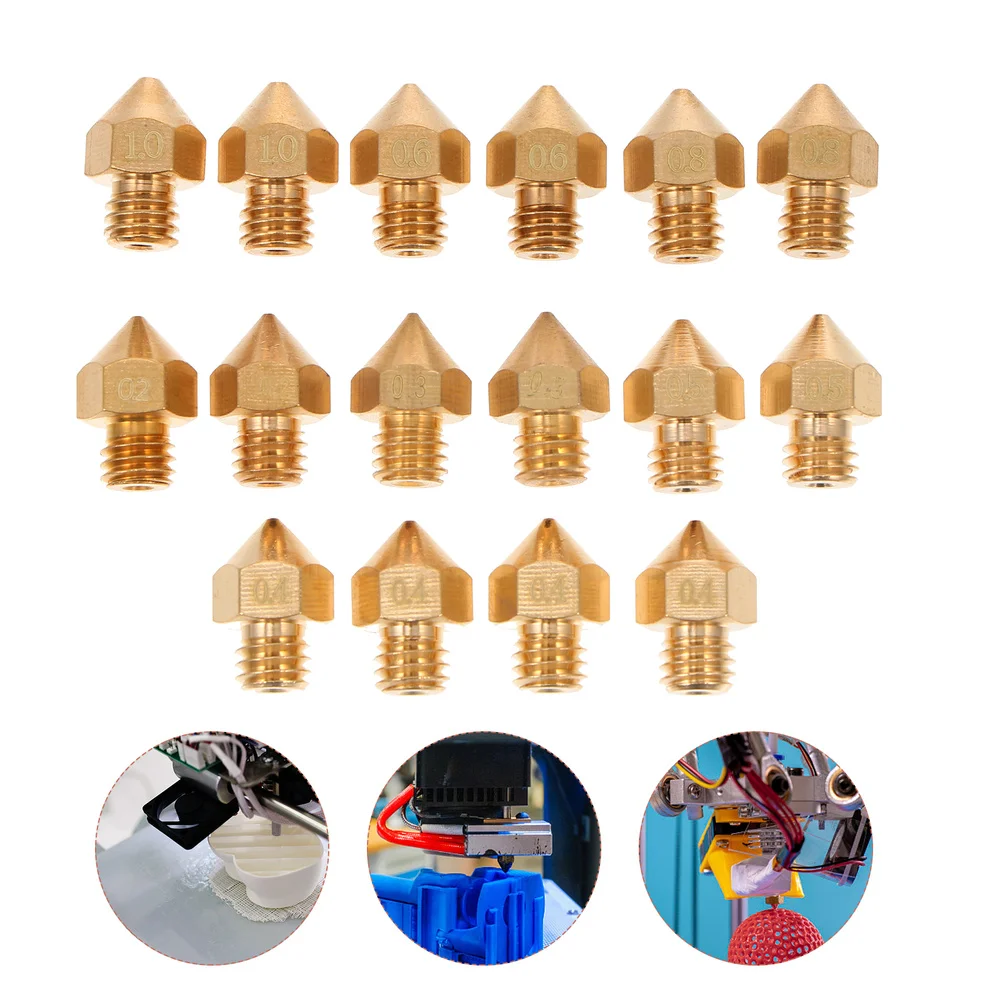 

16pcs Thread Extruder Prints Brass Nozzle Useful 3D Printer Replaceable Nozzle