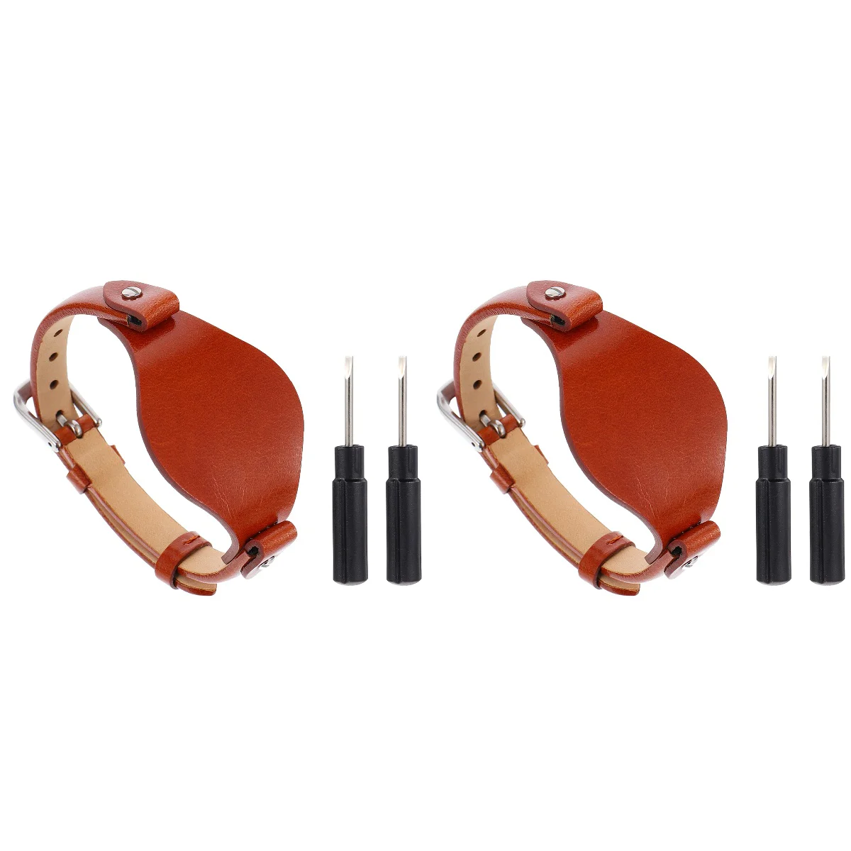 2pcs First Layer Leather Watch Band Unique Watch Wristband Bracelet Strap