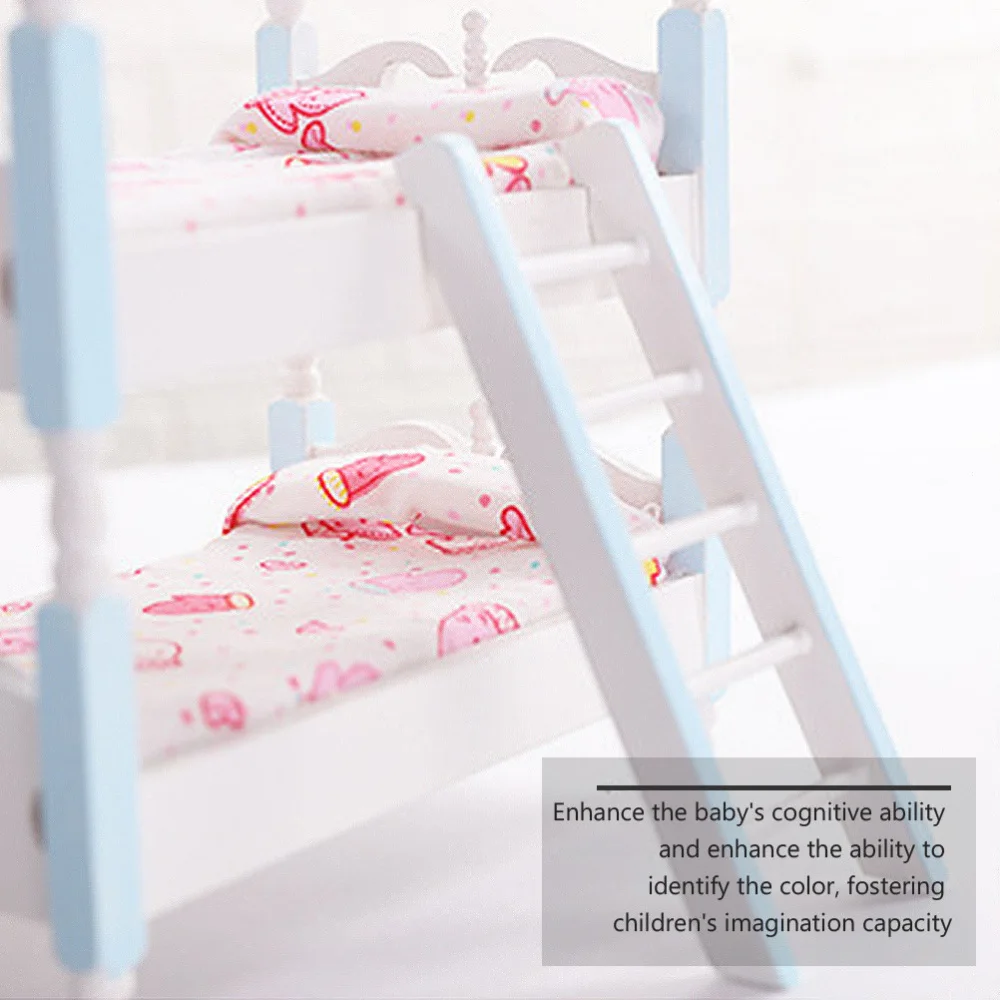 

1/12 Scale Miniature Furniture Wooden Bunk Bed 1:12 Doll House Decor