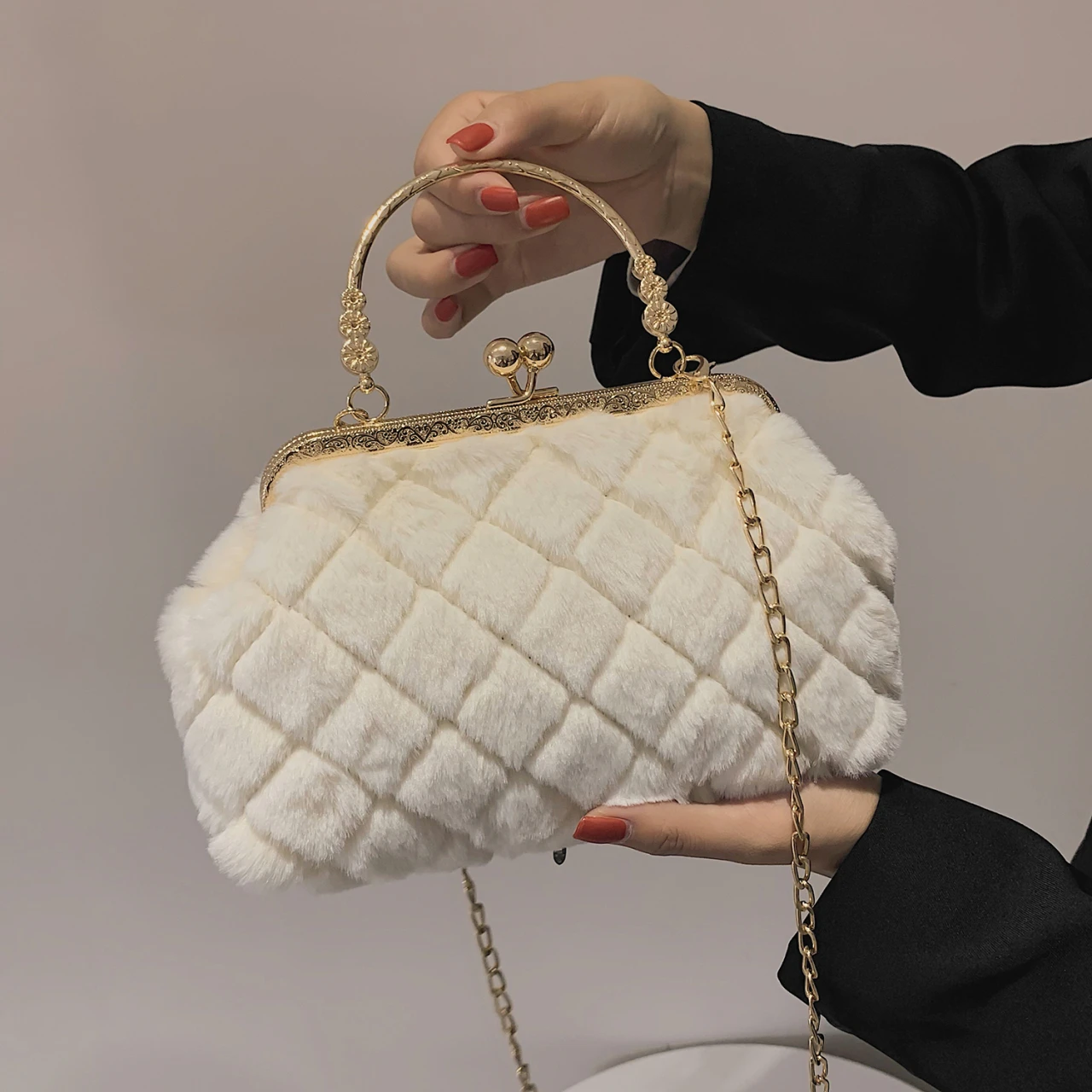 

Cosmetic Bag Soft Velvet Crossbody BagsHandbags 2021 All-match Fashion Casual Solid Color Shoulder Shopping Bags