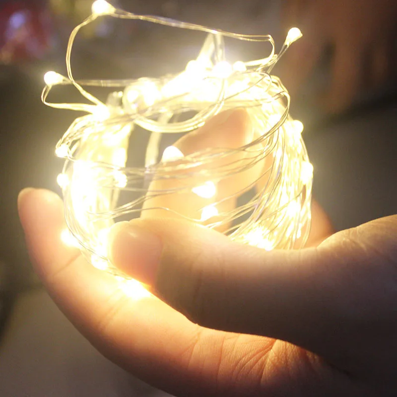 Светодиодная гирлянда 10 м 5 2 серебряная проволочная Гирлянда для дома Рождества