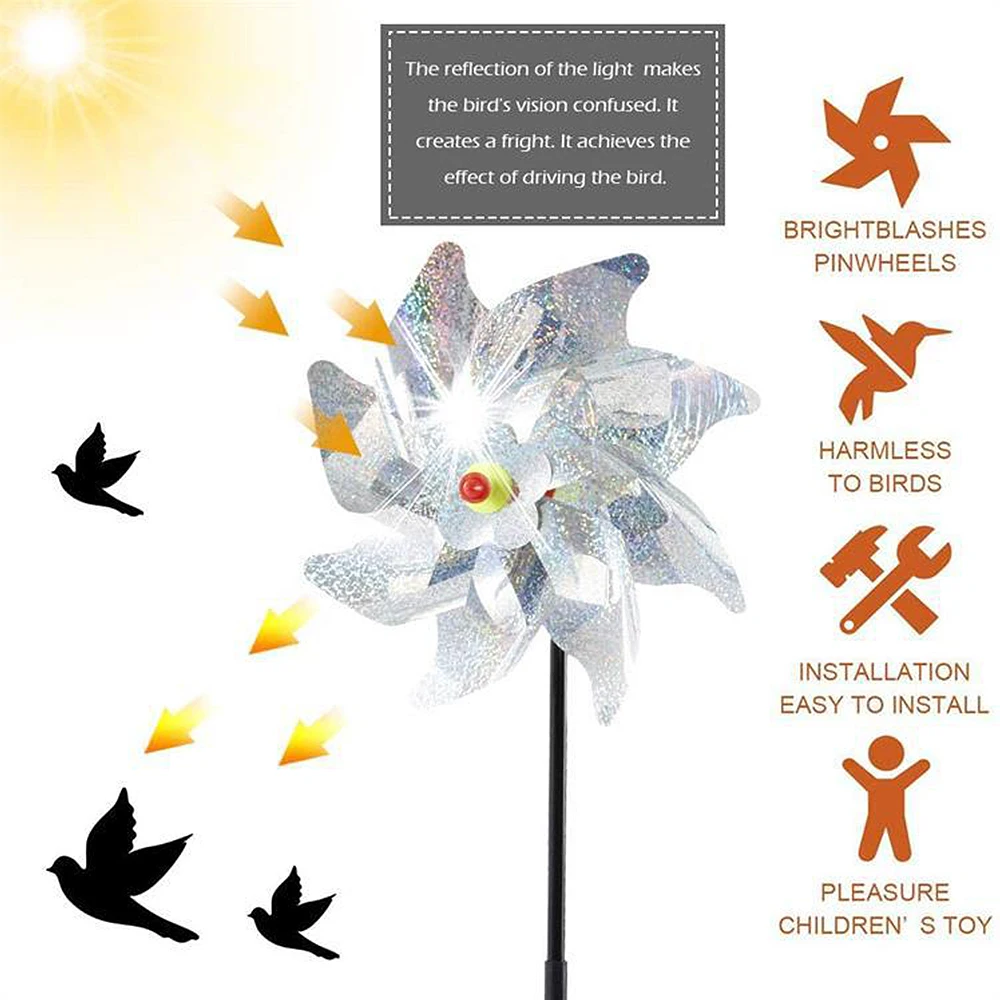 

Отпугиватель Птиц лазерный, отражающий светоотражающий светящийся отпугиватель птиц, ветряная мельница, защита сада, растений, цветов, укр...