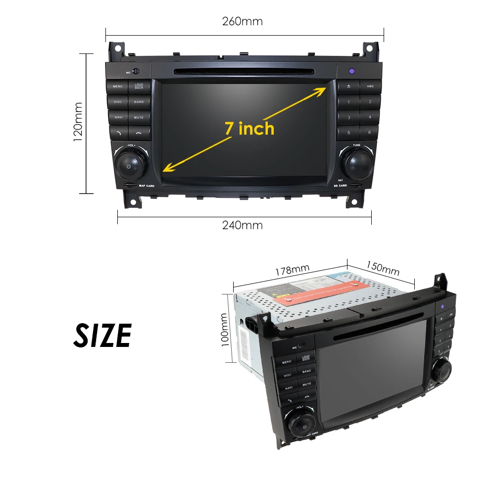 

Car Radio Android DVD Player For Mercedes Benz C-Class W203 CLC CLK W209 C180 C200 C220 CLK200 CLK240 Stereo 2Din GPS Navigation