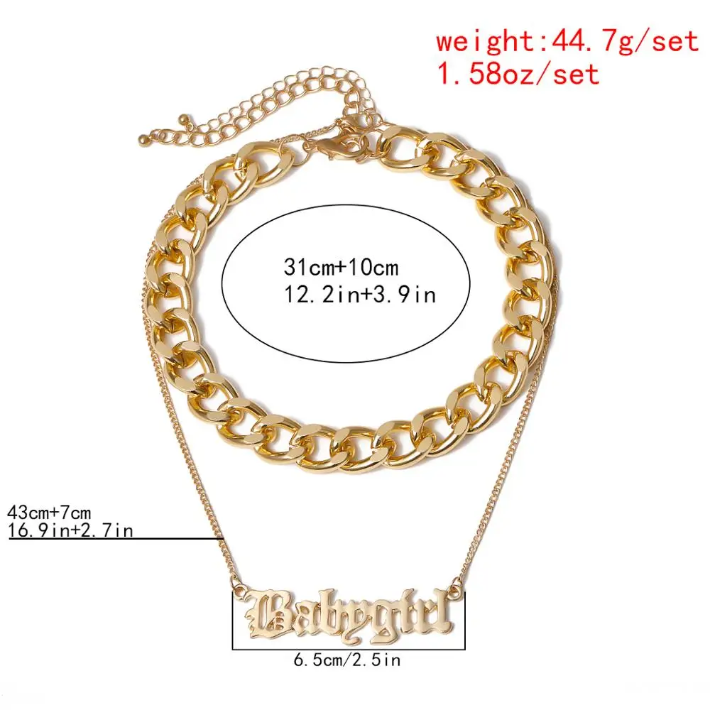 

Lacteo Miami Cuba Thick Chunky Clavicle Chain Choker Necklace Punk Letter BabyGirl Pendant Necklace Jewelry for Women Daily Gift