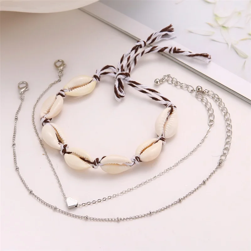 KISSWIFE богемная 3 шт./компл. Ретро подвеска в виде сердца серебряная цепочка для