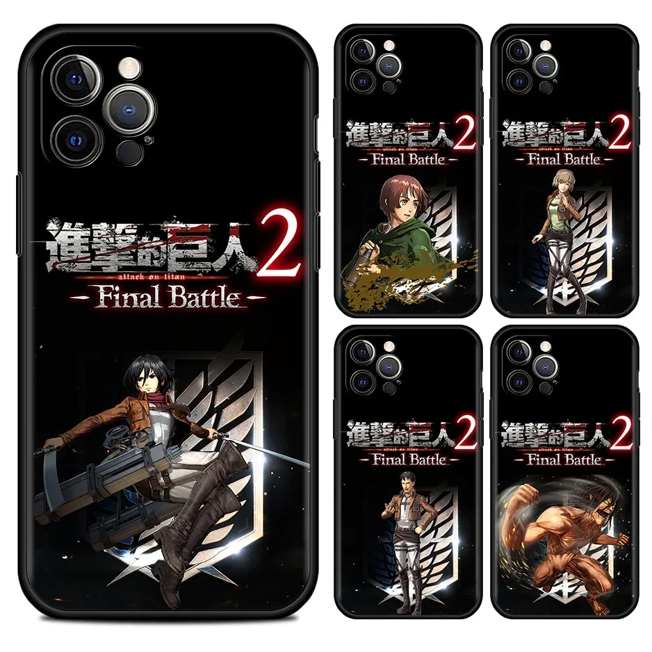 

Cool Attack On Titan Cell Phone Case For iPhone 11 13 7 8 Plus XR 12 Pro Max X 6 6s XS 12 Mini 5 SE Cover Black Soft Coque