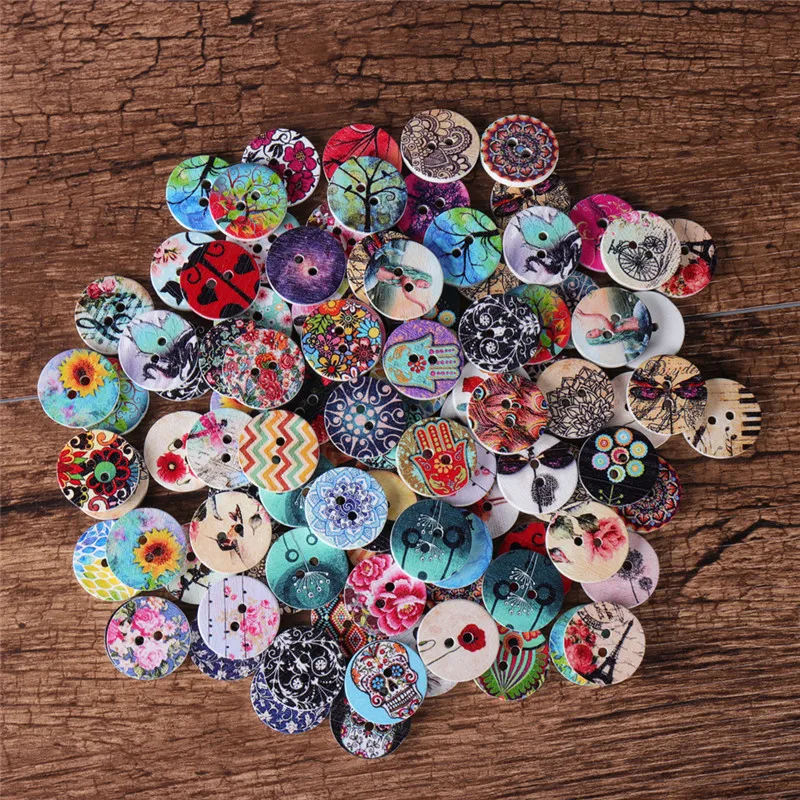 100 зерен/упаковка 20 мм европейский и американский стиль Печатные двухглазые