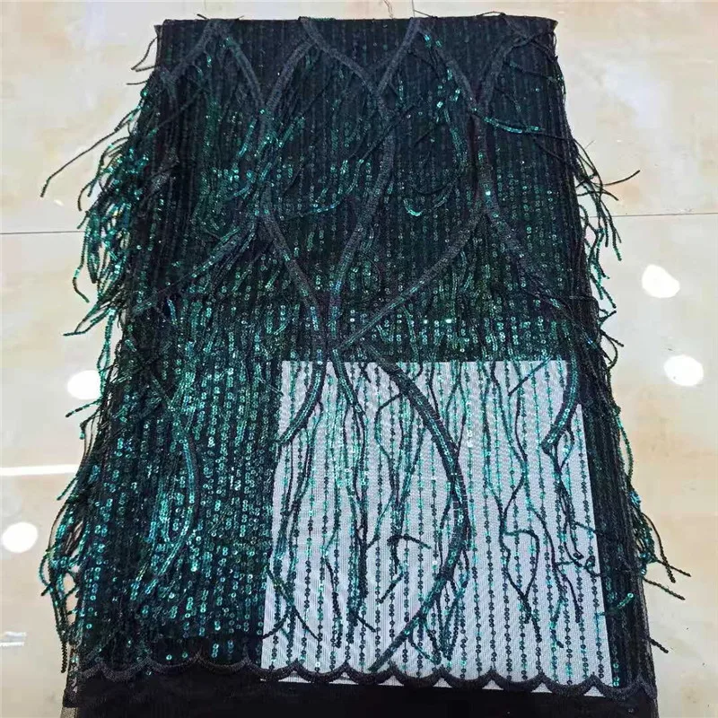 

African Tassels Lace Fabric 2020 High quality sequins with Embroidery Nigerian Lace Fabric For Women French Mesh Lace Fabric
