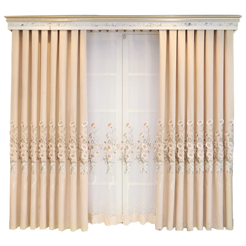 

European style embroidered curtain fabric blackout blinds for living room bedroom