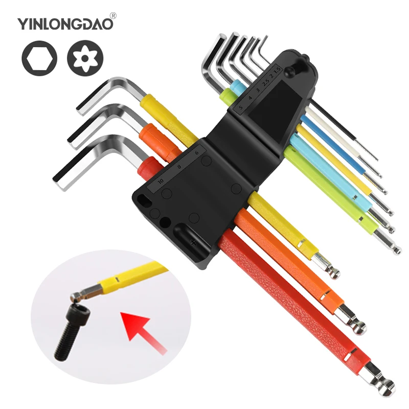 

Магнитный шестигранный ключ набор в цветах радуги внутренний шестигранный и внутренний 6 угловой инструмент Отвертка Универсальный шестиг...