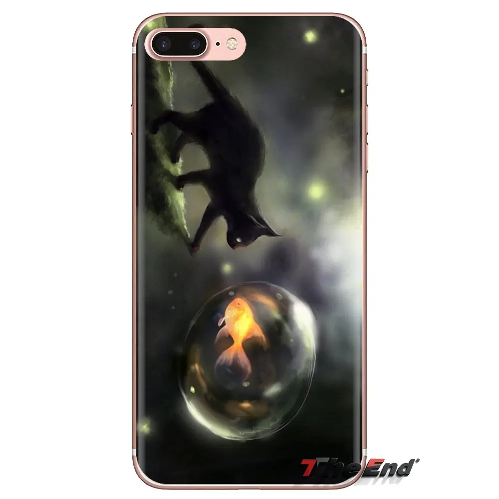 Прозрачные мягкие чехлы для кошек и рыб с мультяшными животными Samsung Galaxy A3 A5 A7 A9 A8