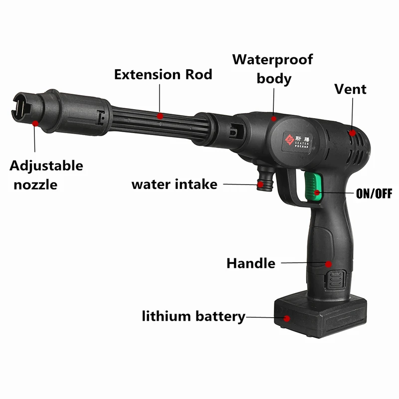 Купить 1500 Вт, 60 бар, 18000 мАч, беспроводная мойка высокого давления, водяной пистолет, портативная мойка автомобиля, мойка высокого давления, Очистит...