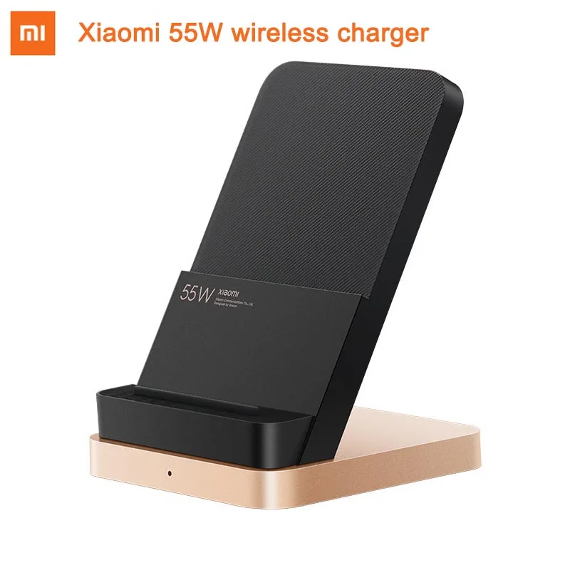 Беспроводное зарядное устройство Xiaomi 55 Вт, Максимальная вертикальная Беспроводная зарядка с воздушным охлаждением, поддержка быстрой зарядки для телефонов Xiaomi 10 Pro/Huawei - изображение