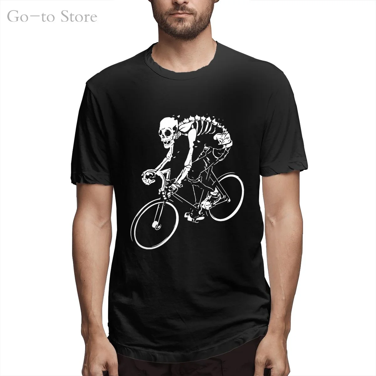 

Cool Skull Ride T Shirt 100% Cotton Black Skeleton Skull Cool And Funny Short Sleeved Casual Fashion Cotton T-shirt