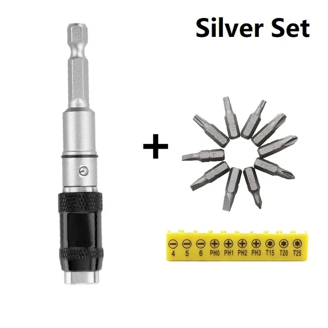 

1/4in Hex Magnetic Screw Drill Tip Swivel Screw Drill Bits Quick Change Locking For Impact Driver Bar Extension Power Tool