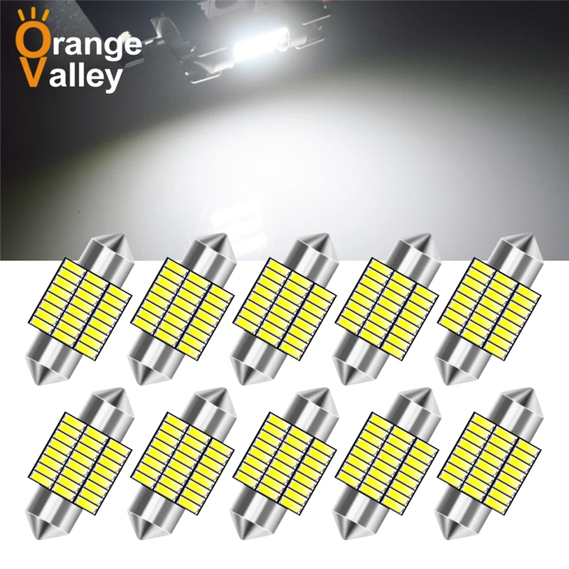 

10Pcs Festoon c5w LED 31 36 39 41 mm 24 30 36 39 led bulb 4014 SMD reading lamp car Interior Light DC 12V