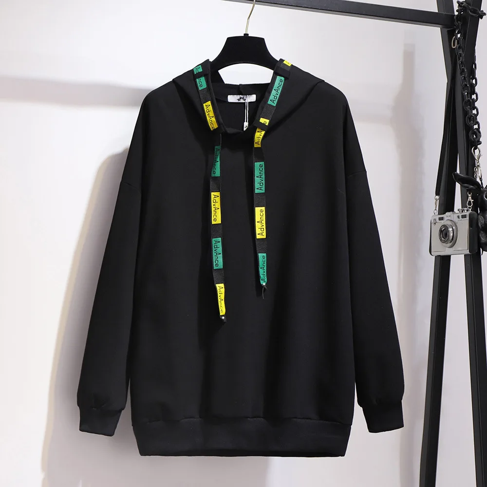 2XL ~ 6XL женский 2 шт с капюшоном комплект из свитера брюками осень зима длинный
