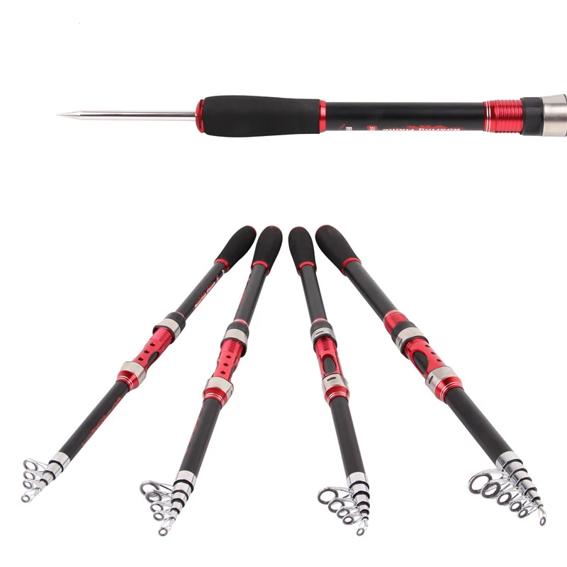 

2.1-3.0m Carbon fiber telescopic Spinning fishing rod carp Rods with stainless steel Ground Stand Support for bass trout fishing