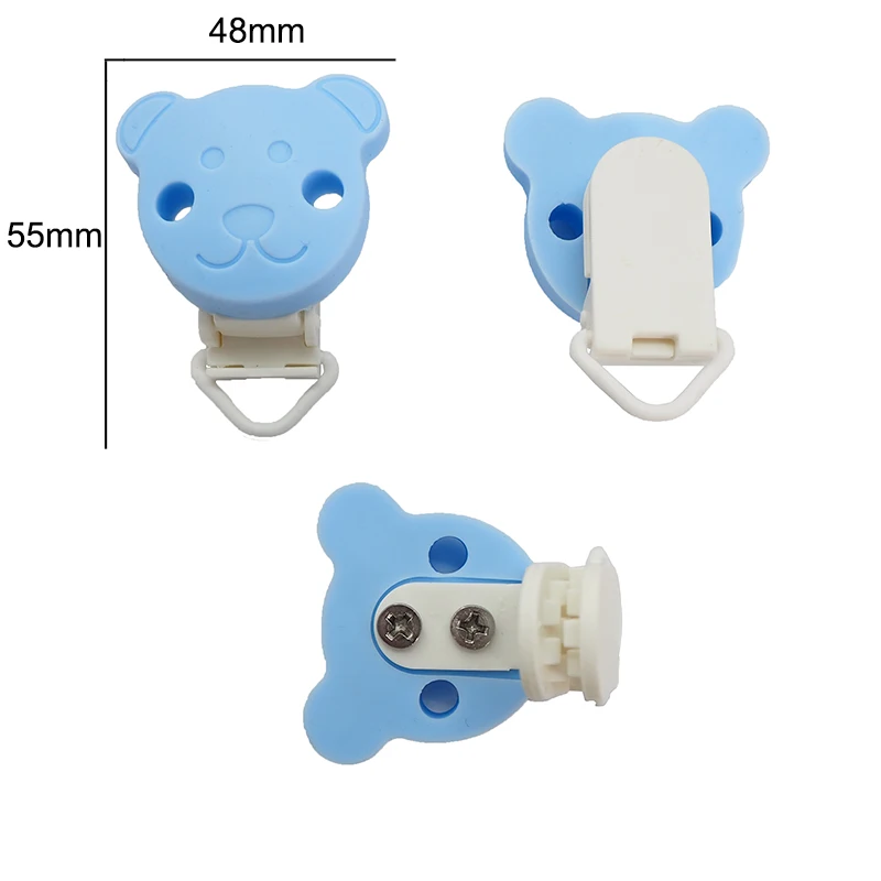 Chenkai-Clips de oso de silicona sin BPA para beb&eacute;, soporte de pl&aacute;stico de dibujos animados, cadena de chupete infantil, accesorios de lactancia, 10 piezas-3