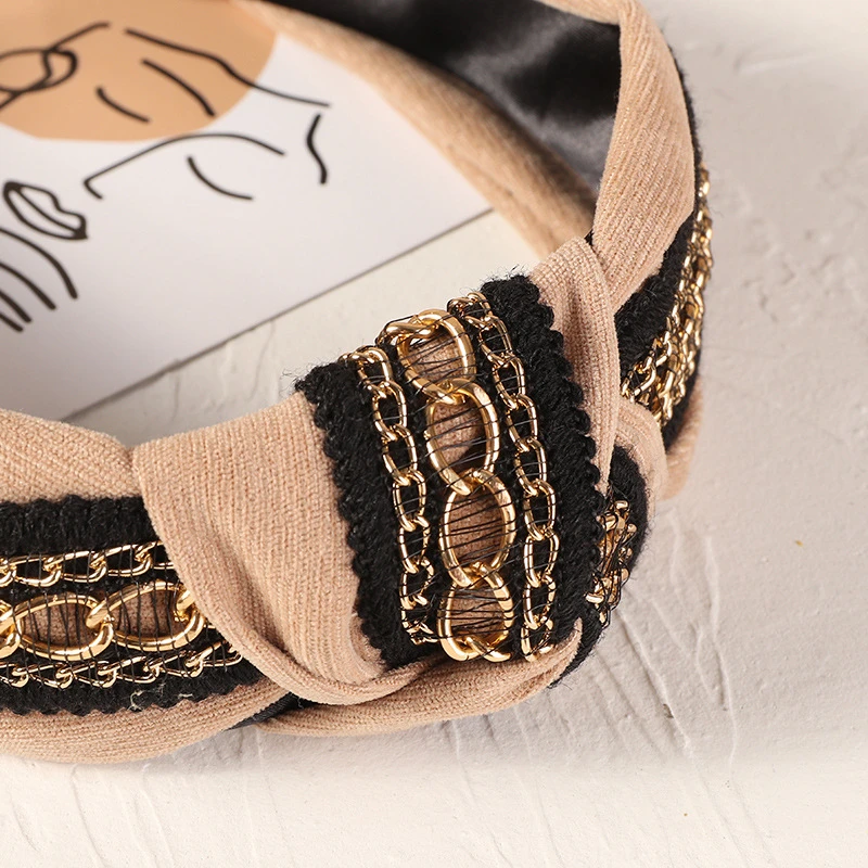 

European And American Fashion Wide-brimmed Headband New Chain Retro Headdress