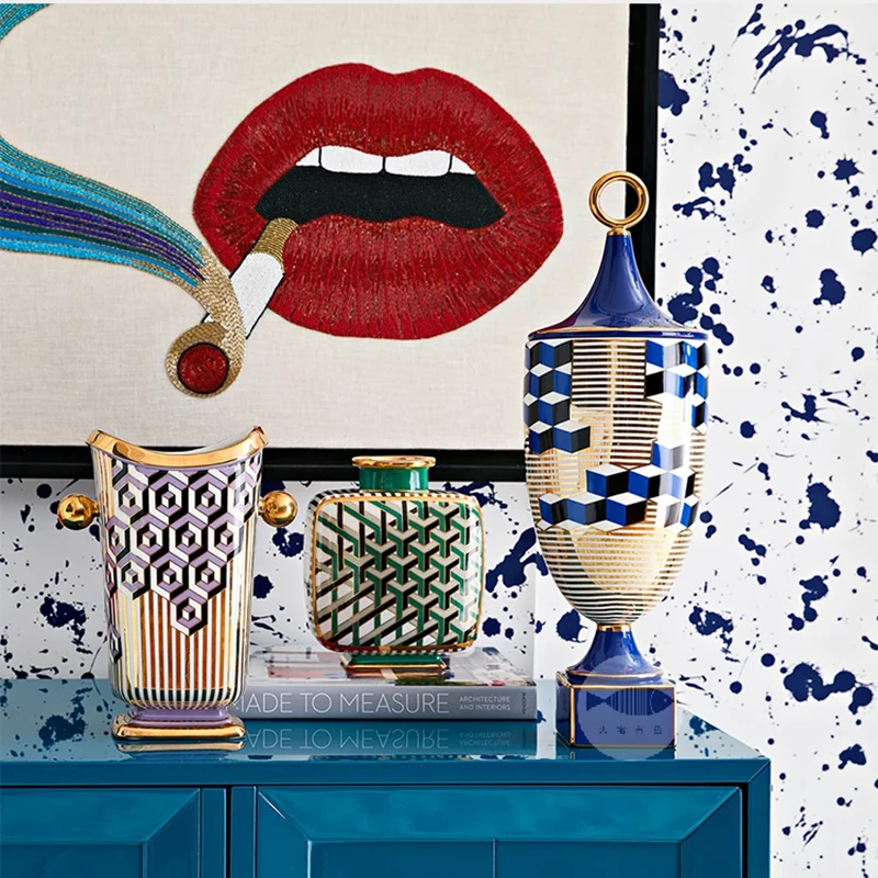 

American Style Green Vase Decoration Home Design Luxury Large Ceramic Vase Flower Pot Decorative Vases Modern Home Decoration