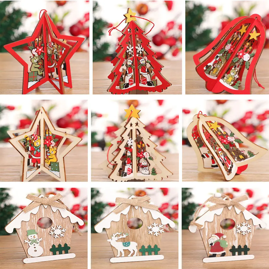 

Wooden Christmas Ornaments For Chirstmas Tree Hanging Pendants Xmas Elf Decoration Accessories For Home Party New Year Noel
