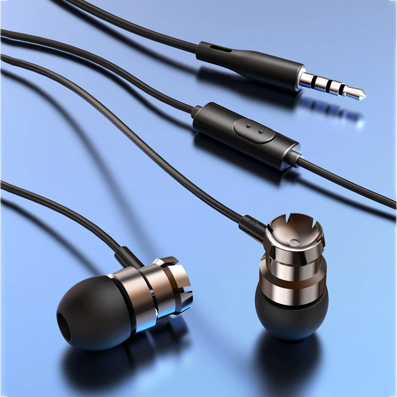 

Metal HIFI Headphones 3D Stereo 3.5mm Wired Music Earbuds Sport Gaming Waterproof Earphone With Microphone For Xiaomi Huawei