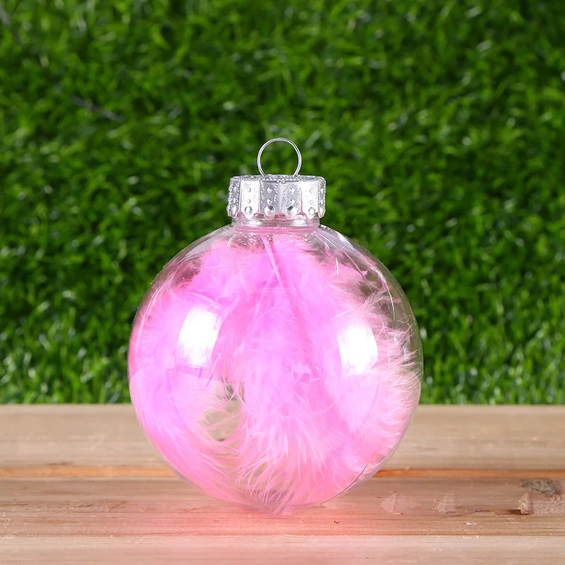 

10pcs Merry Christmas Decorations for Home Xmas Gifts Transparent Christmas Tree Balls Ornaments Colorful Feather Bulb Pendant