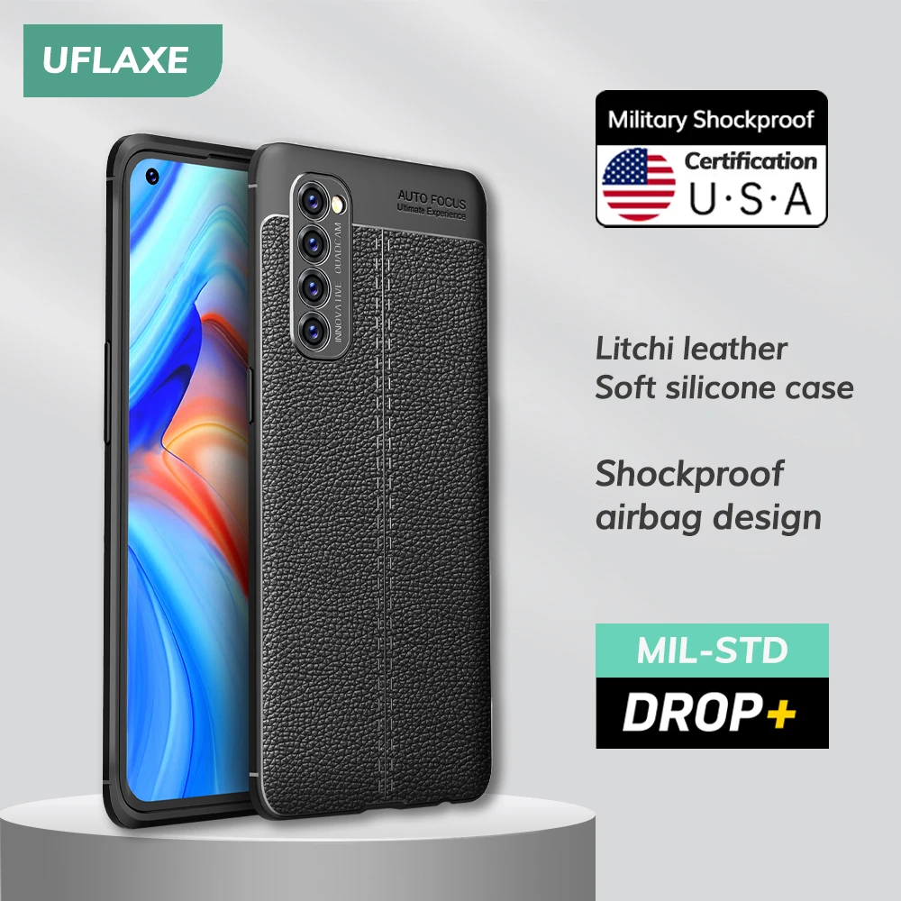 

Soft Silicone Shockproof Case for OPPO Reno 4 Pro Reno 4Z 5G Reno 3 Pro 5G Litchi Leather Business Style Back Cover Casing