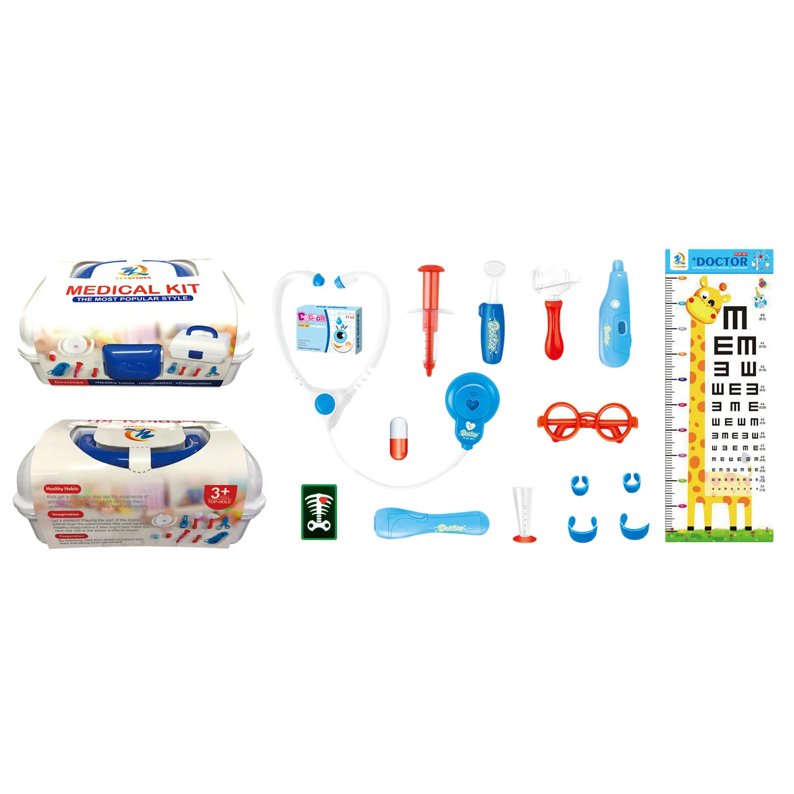 

Doctor Set For Children 16PCS Suitcase Medical Tool Nursing Pretend Play Kit Simulation With Electronic Stethoscope Toy Gift