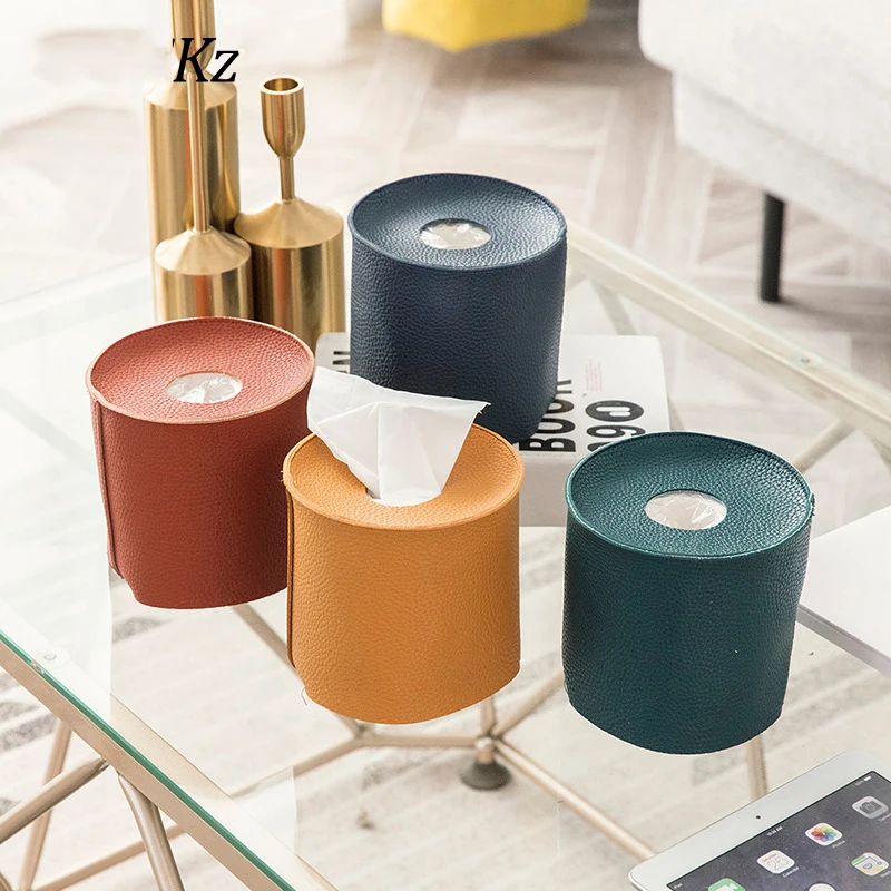 

Toilet Paper Box PU Leather Dustproof Roll Paper Holder Decorative Napkin Facial Tissue Dispenser For Bedroom Bathroom