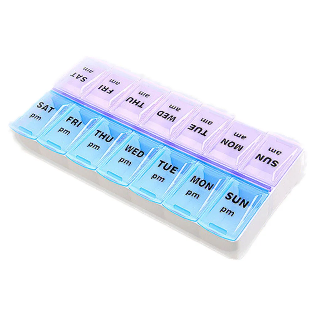 

7 Days Medichine Boxs Fourteen Grid Double Row Medicine Box Medicine Tablets Holder Pills Organiser Creative Small Medicine Boxs