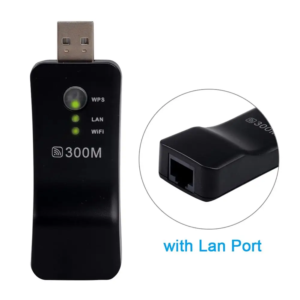 300Mpbs USB Wireless WiFi Smart TV Network Adapter Universal HDTV RJ45 Lan Port Repeater AP WPS for Samsung LG Sony TV