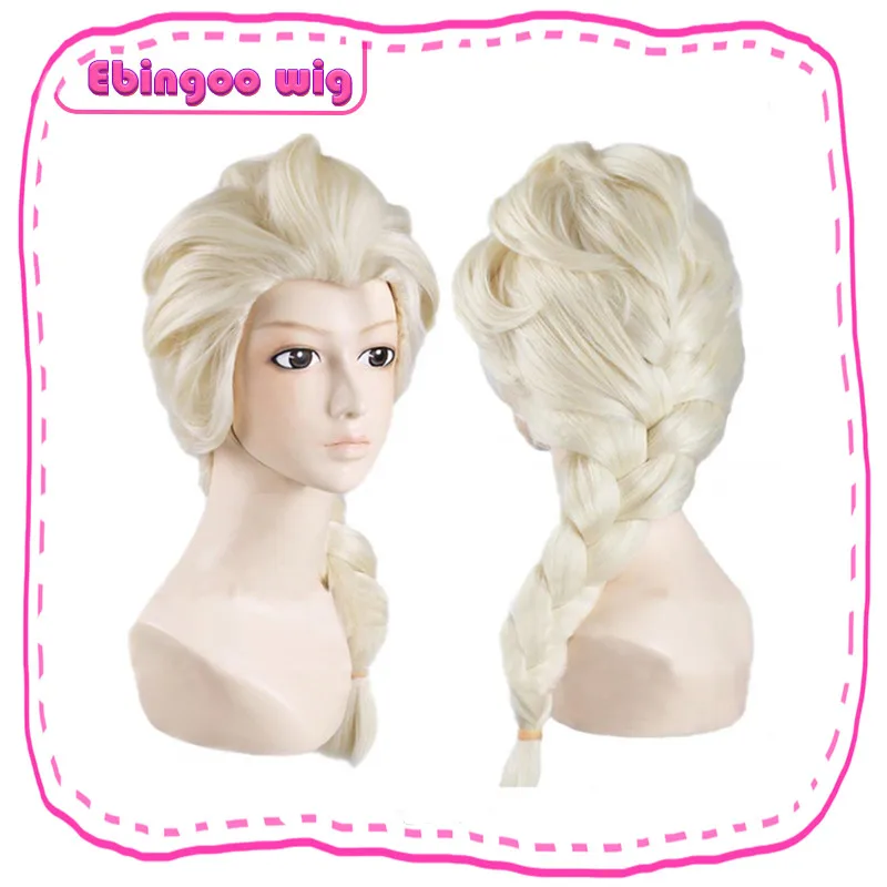 without hairpins Ebingoo 6 заколки-снежинки+ шапочка для волос+ платиновый блонд косы Принцесса Эльза Косплей синтетический парик для детей Хэллоуин ролевые игры - Цвет: without hairpins