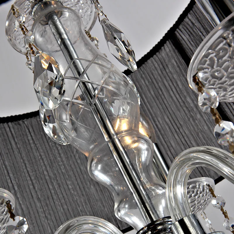 

European Style White Fabric Shade Led Modern K9 Crystal Chandeliers E14 Lustres De Cristal Chandelier luminaria