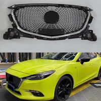 front grille diamond stars grill for mazda 3 axela 2017 2018 2019 car upper bumper hood mesh honeycomb style replacement cover