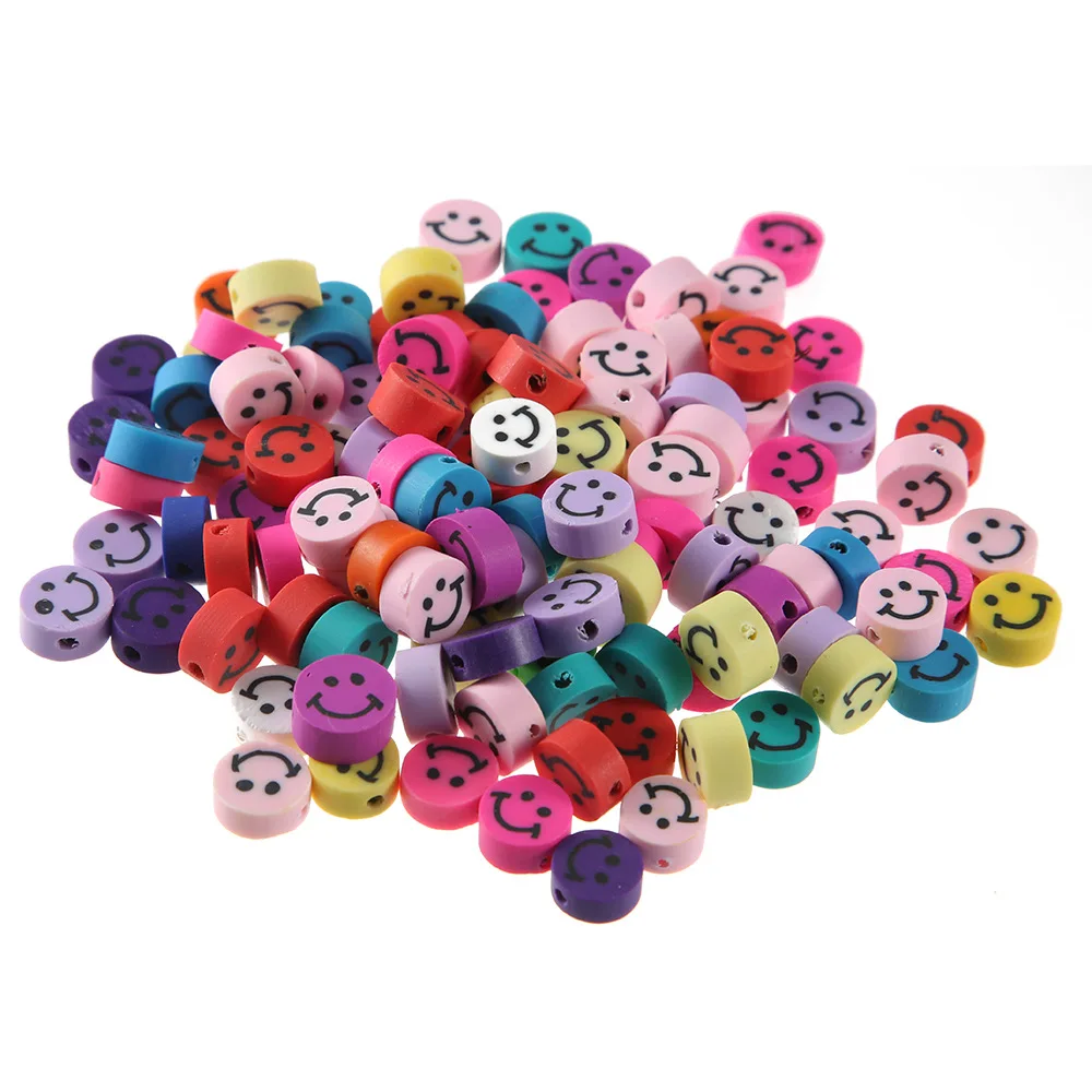 100pcs 10mm Mixcolor Printing Beads Polymer Clay Beads Mixed Color Polymer Clay Spacer Beads For Jewelry Making DIY