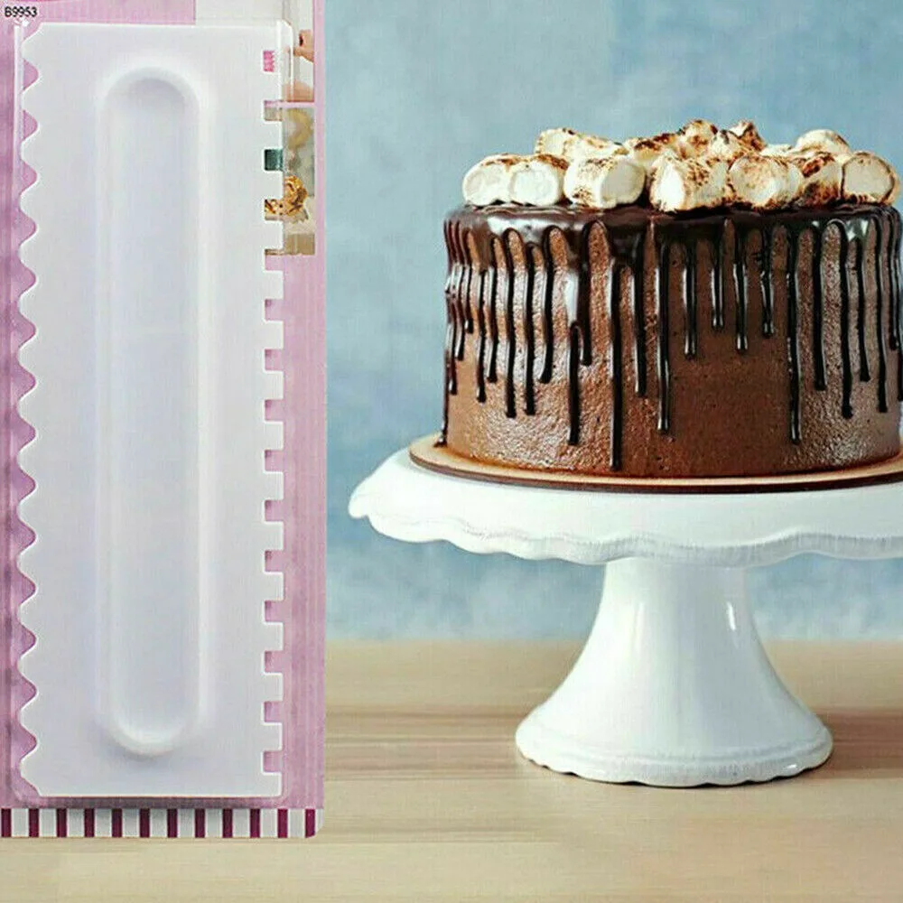 

4PCS Cake Decorating Comb Edge Smoother Scraper Pastry Baking Tool Kitchen.[3]